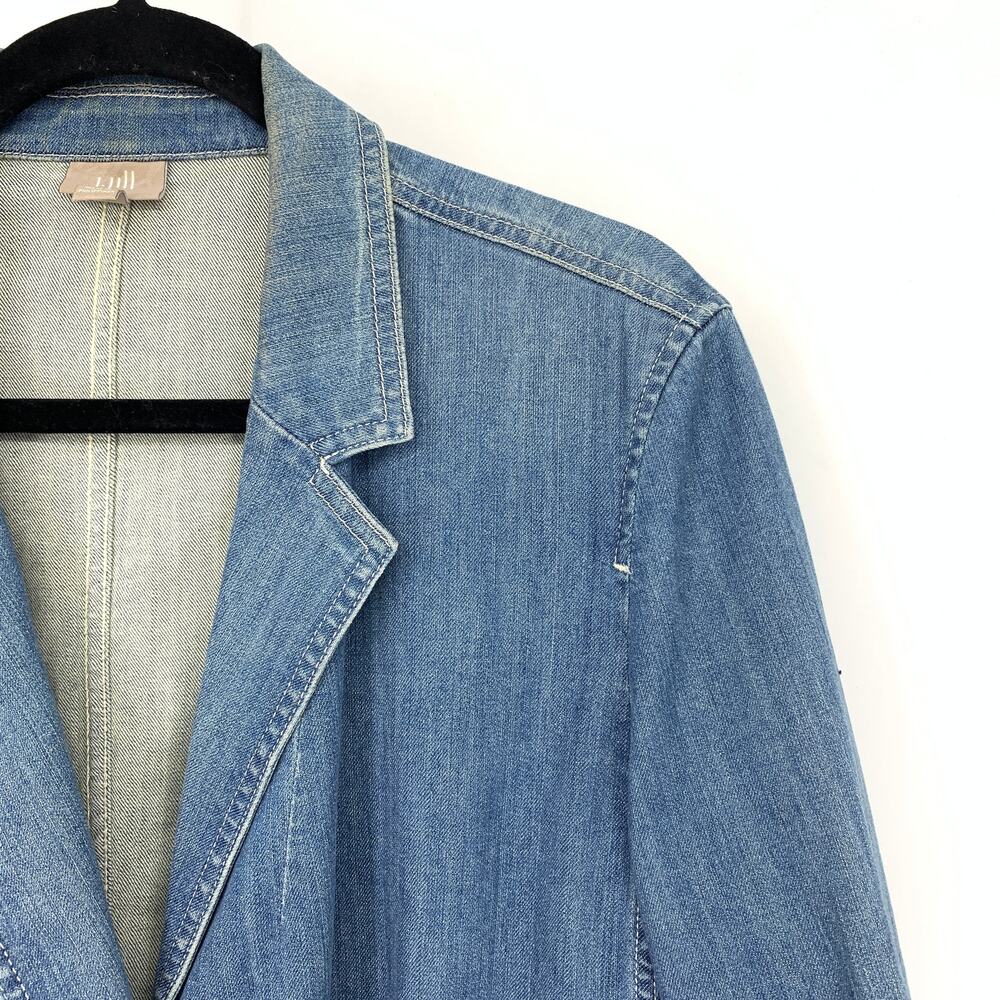 J Jill Denim Blazer Womens XL Blue Stretch Jean Jacket Tailored 2 Button - Picture 3 of 6